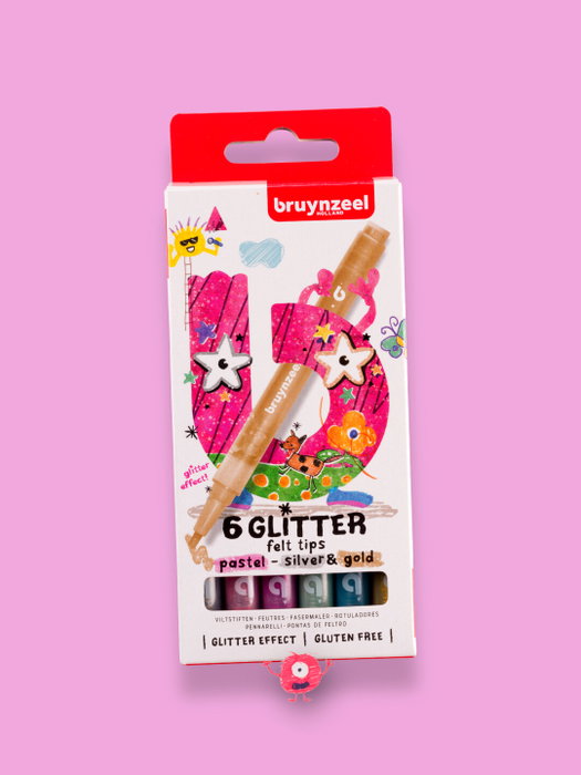 Bruynzeel Set de pointes de feutre brillantes Pastel 6 Bruynzeel Set de pointes de feutre brillantes Pastel 6